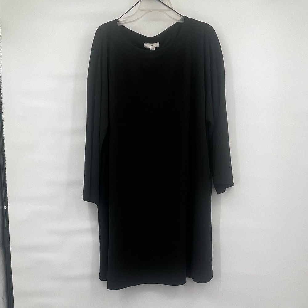 Halston NWT black sheer long sleeve sheath dress